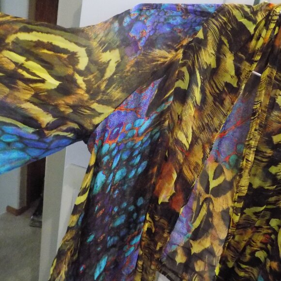 Alberto Makali rare 100% silk cardigan topper wrap s m art to wear boho - Picture 7 of 9